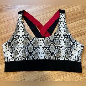 Alala Snake Print Sports Bra with Red and Black Straps
